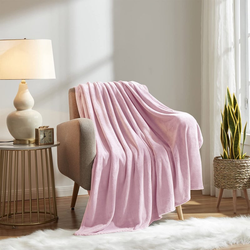 KMUSET Fleece Blanket Throw Size Pink Lightweight Super Soft Cozy Luxury Bed Blanket Microfiber - Image 3